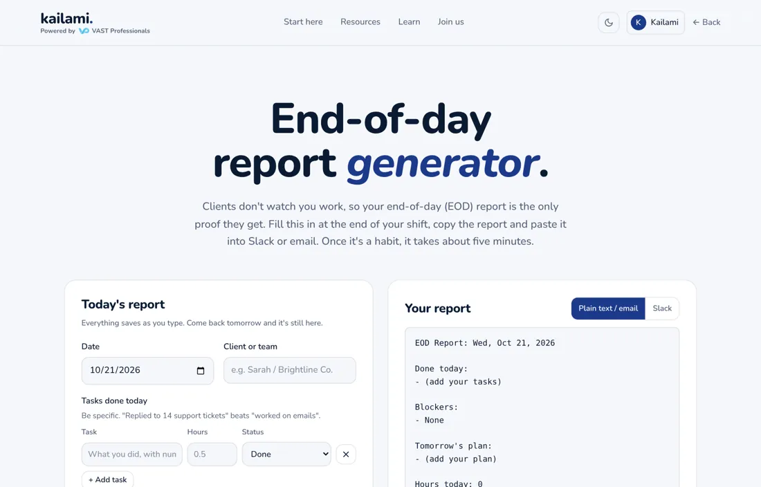 The end-of-day report generator