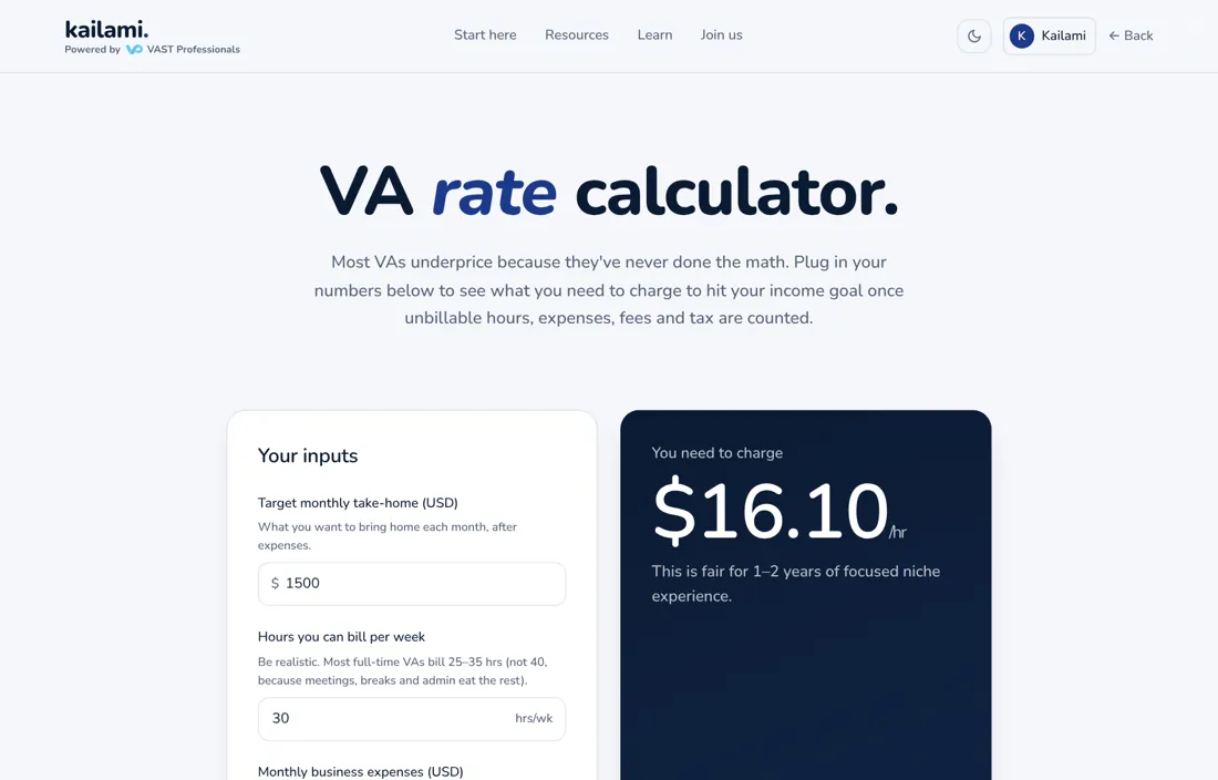 The VA rate calculator